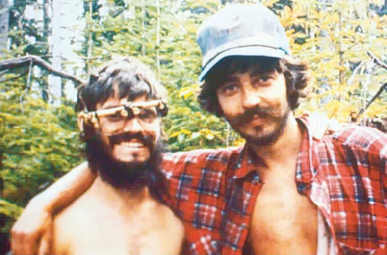 Bourbeau et Montminy après 31 jours de survie en forêt boréale — été 1984